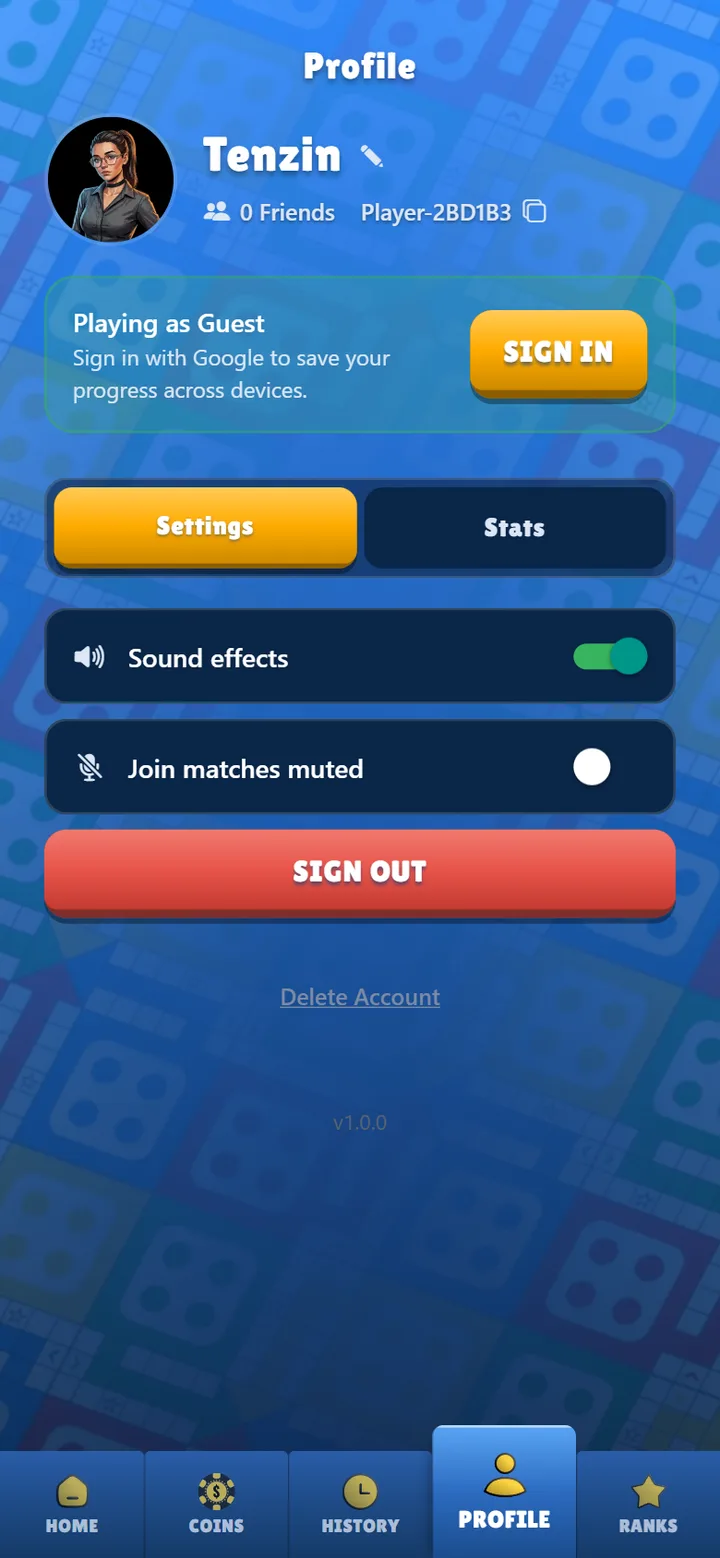 A Poki player profile showing display name, Player ID and stats