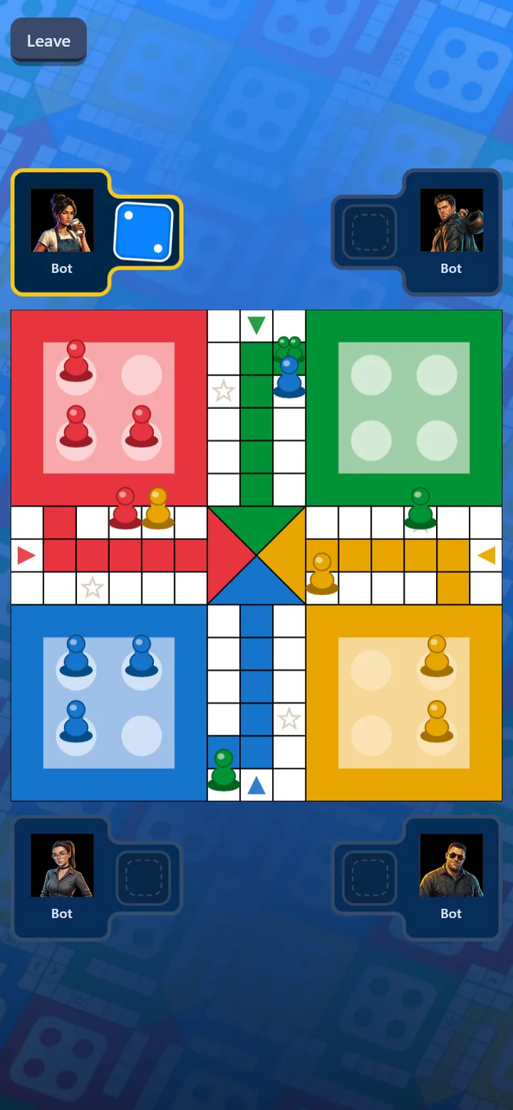 A live four-player Poki Ludo match in progress
